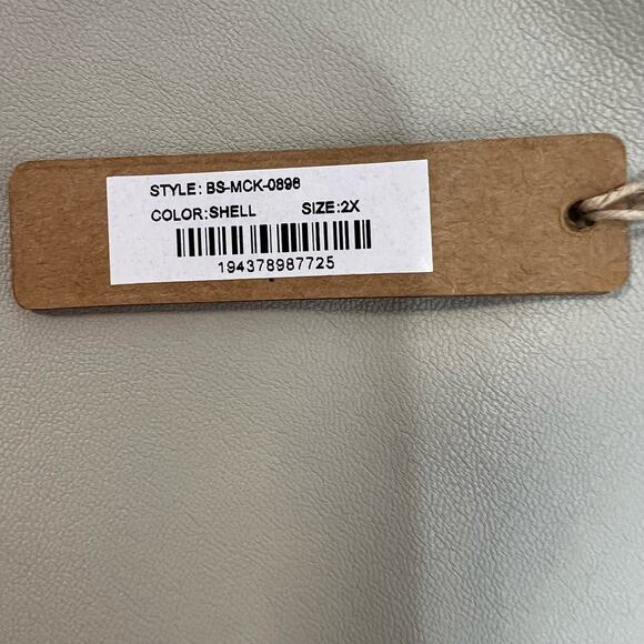 Skims Faux Leather Bodysuit Tan Snap Closure Long Sleeve Plus 2X Stretch NWT - Picture 7 of 12